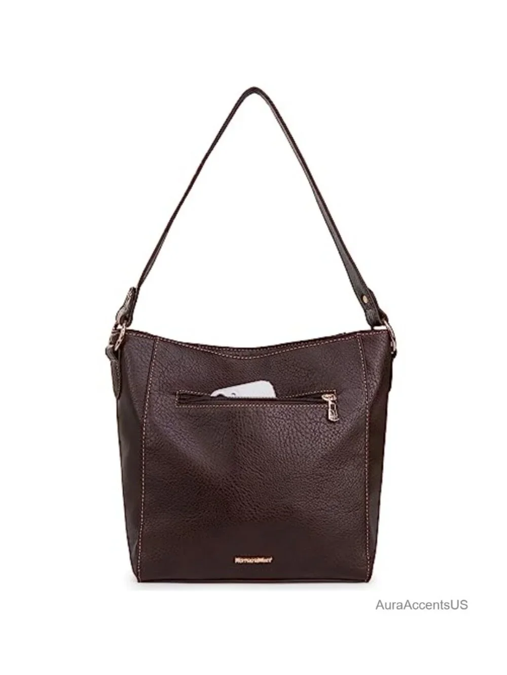 Vegan Leather Hobo Shoulder Bag with Zipper Closure, Multi-Pocket Handbag